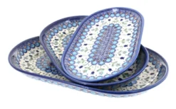 Blue Rose Polish Pottery 8600 Vena 3 Piece Oval Serving Set -Blue Rose Pottery Store GUEST e4b3a526 c32e 42ad b510 e21bf1db904b