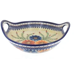 Blue Rose Polish Pottery 79 Vena Deep Bowl With Handles