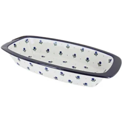 Blue Rose Polish Pottery 204 Ceramika Artystyczna Long Serving Dish