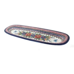 Blue Rose Polish Pottery 1430 Zaklady Large Bread Platter