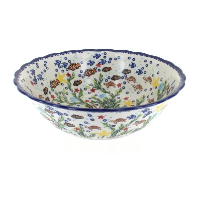 Blue Rose Polish Pottery 204 Vena Large Serving Bowl 5 Blue Rose Polish Pottery 204 Vena Large Serving Bowl - Image 3
