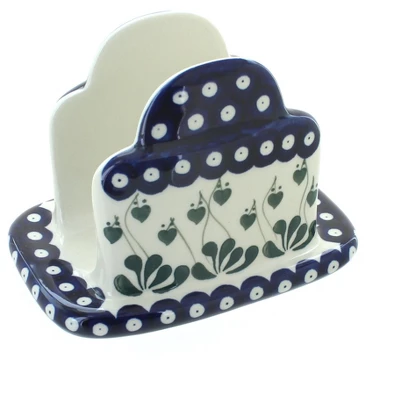 Blue Rose Polish Pottery 487 Ceramika Artystyczna Napkin Holder 4 Blue Rose Polish Pottery 487 Ceramika Artystyczna Napkin Holder - Image 2