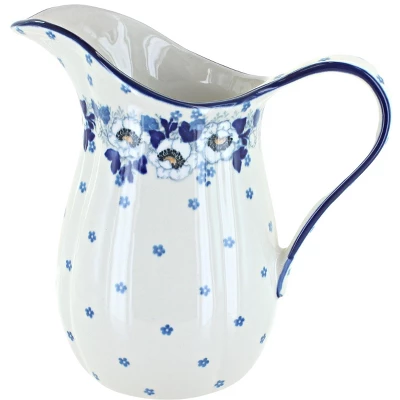 Blue Rose Polish Pottery B35 Ceramika Artystyczna Pitcher 4 Blue Rose Polish Pottery B35 Ceramika Artystyczna Pitcher - Image 2