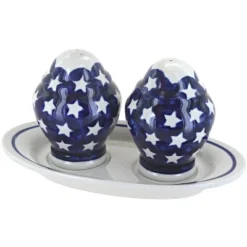 Blue Rose Polish Pottery 1282 Zaklady Salt & Pepper Shakers With Plate -Blue Rose Pottery Store GUEST ef7bde7f d5b3 4abe a0dc c93f963cb913