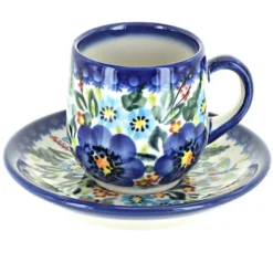 Blue Rose Polish Pottery 222 Vena Espresso Cup & Saucer -Blue Rose Pottery Store GUEST f1815370 dfbf 4443 ba4e 59bafb1daee7