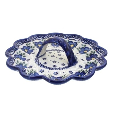 Blue Rose Polish Pottery 131 Vena Egg Plate 9 Blue Rose Polish Pottery 131 Vena Egg Plate - Image 7