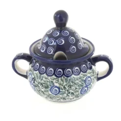 Blue Rose Polish Pottery 944 Zaklady Sugar Bowl