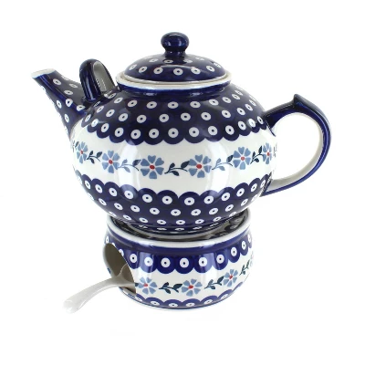 Blue Rose Polish Pottery C001-P089 Manufaktura Teapot & Warmer 4 Blue Rose Polish Pottery C001-P089 Manufaktura Teapot & Warmer - Image 2